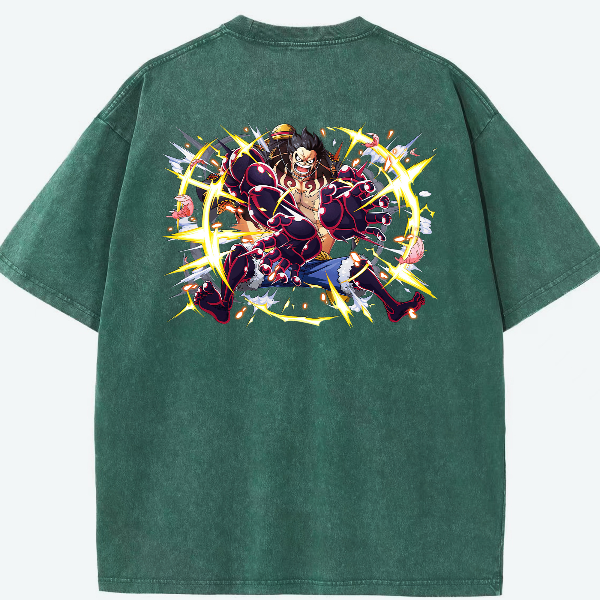 ワンピース モンキー・D・ルフィ ONE PIECE Monkey D. Luffy 綿100% ヴィンテージ風 半袖Tシャツ（背面プリント）
